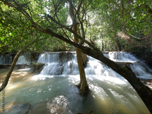 Floor 5-7 of HUAY MAEKAMIN  Waterfall  at KHUEANSRINAGARINDRA National Park , Kanchanaburi , Thailand.