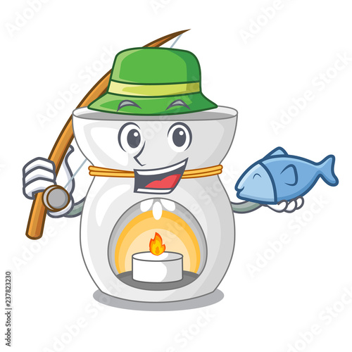 Fishing aroma lamp with burning candle mascot
