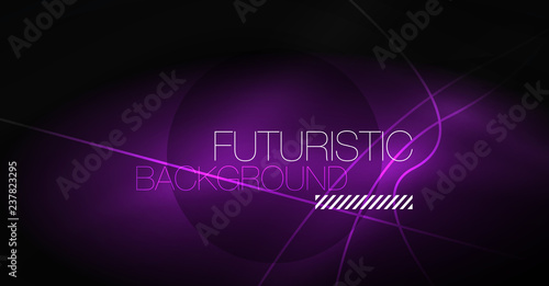 Digital technology abstract background - neon geometric design. Abstract glowing lines. Colorful techno background. Futuristic shape. © antishock