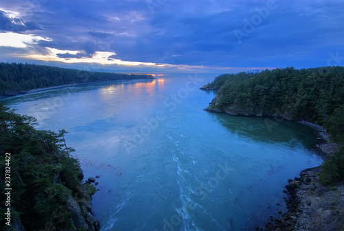 The Deception Pass During a Cloudy Sunset