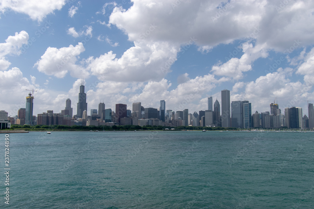 Chicago panorama skyline from across the lake