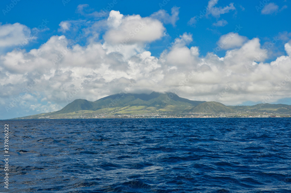 The view of Island of St. Kitts from the boat
