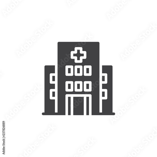 Hospital building vector icon. filled flat sign for mobile concept and web design. Clinic with medical cross simple solid icon. Symbol, logo illustration. Pixel perfect vector graphics © alekseyvanin