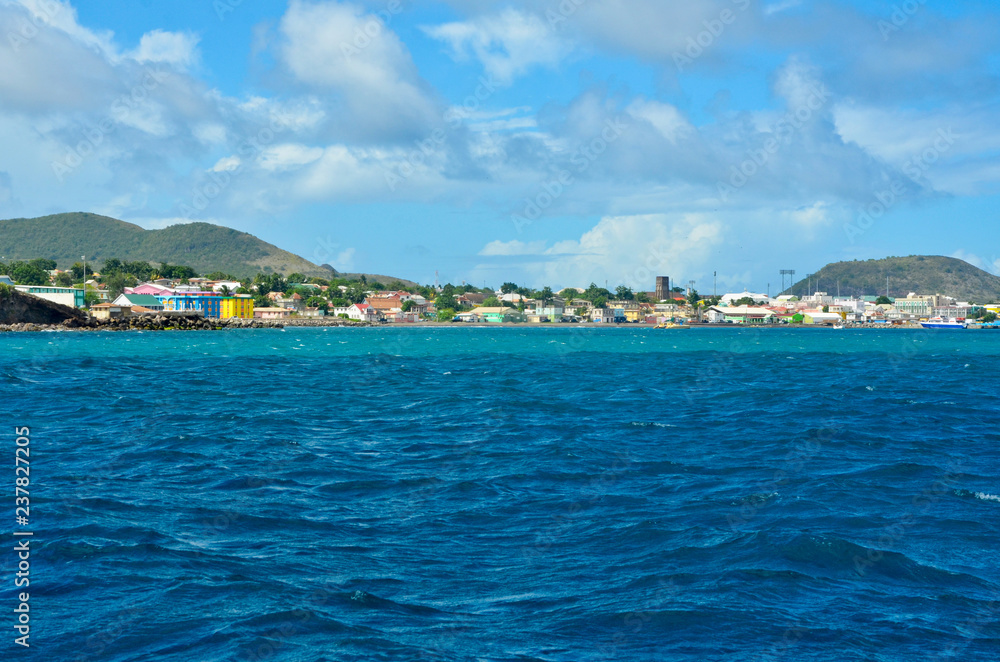 The view of Island of St. Kitts from the boat
