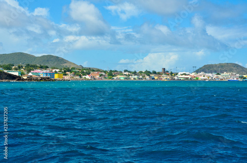 The view of Island of St. Kitts from the boat 