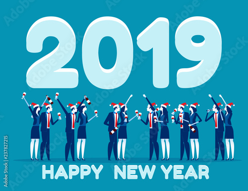 Business people Celebrating the New Year. Concept business vector illustration, Celebratory Toast, Holiday - Event, New Year's Eve. photo