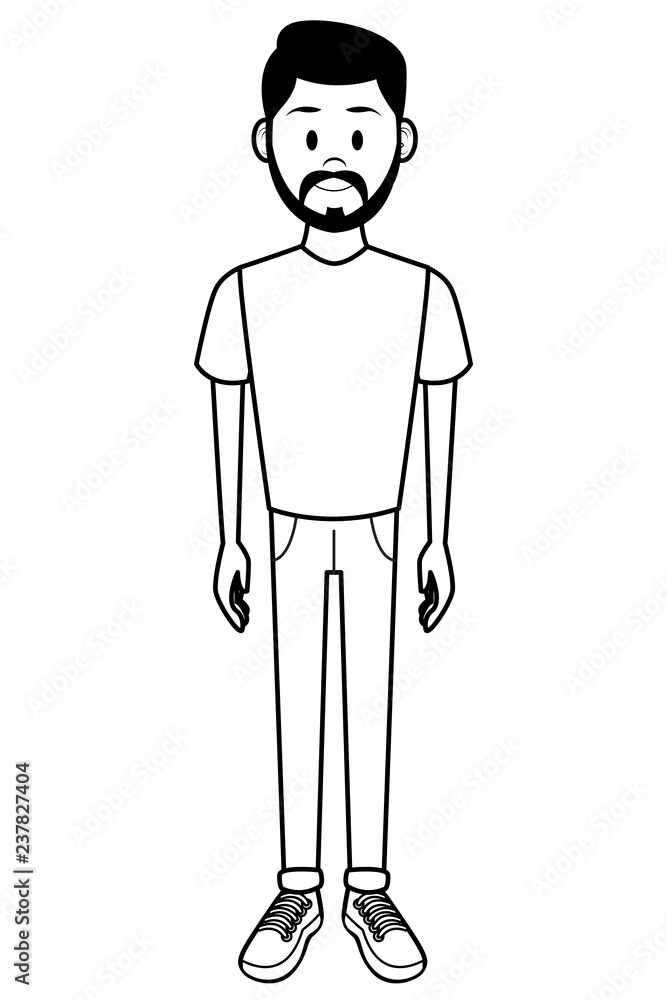 Man smiling cartoon avatar in black and white Man smiling cartoon avatar in black and white