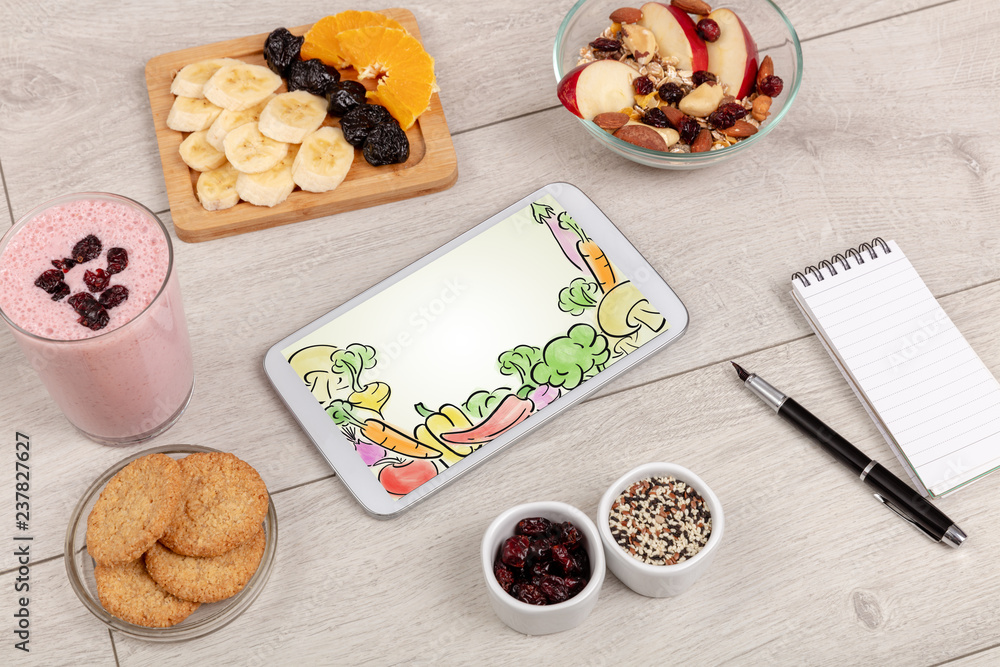 Healthy food composition with tablet Healthy food composition with tablet