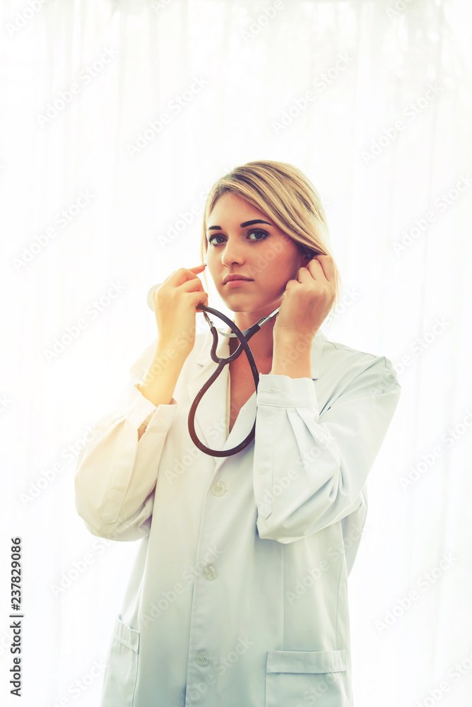 doctor female with stethoscope for examining patients doctor female with stethoscope for examining patients