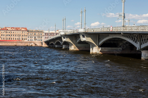 Blagoveshchensky Bridge over the Neva River in St. Petersburg photo