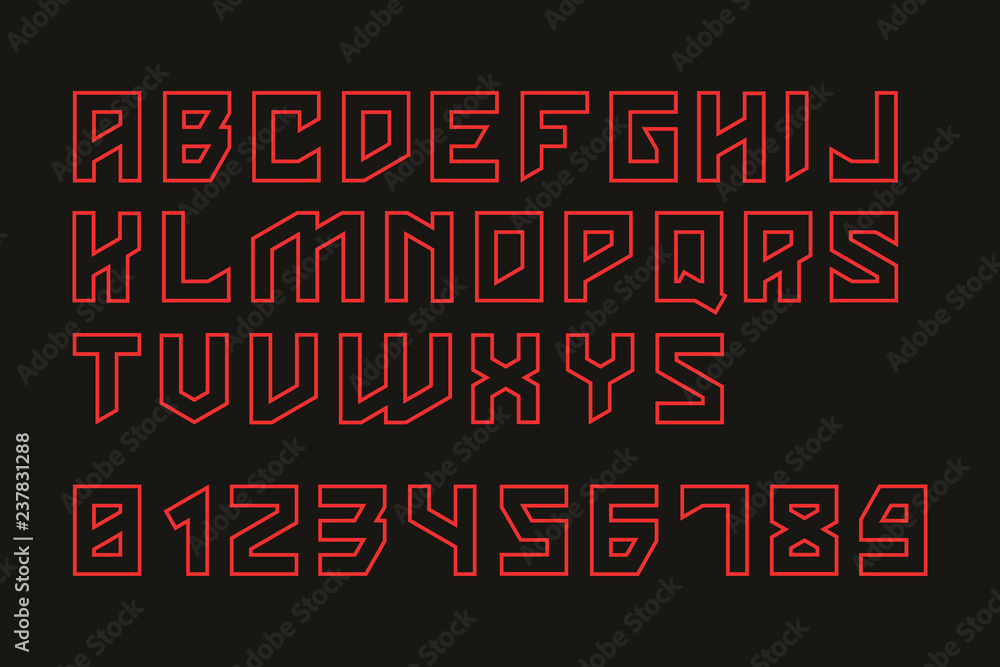 custom made wallpaper toronto digitalHard font. Vector alphabet with latin letters and numbers.