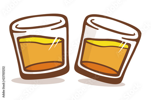 Stacks with alcohol. Illustration in flat style
