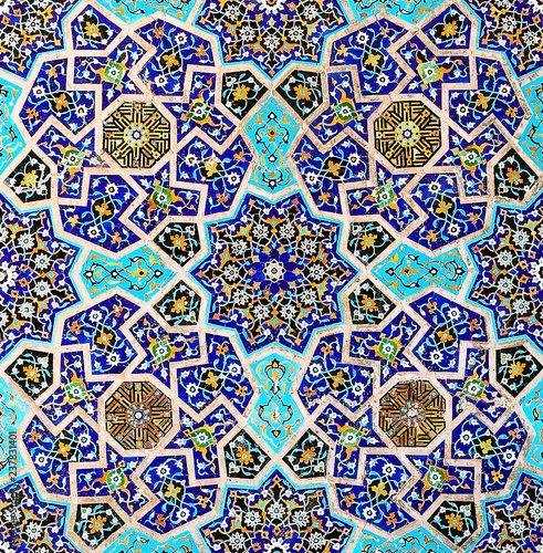 The interior islamic mosaics in the Uzbekistan 