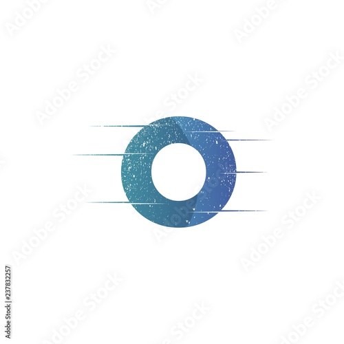 letter O optic illusion logo, trendy glitch alphabet brand, O letter logo with vibrant line glitch effect.