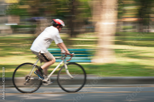 Motion blur of a bike rider