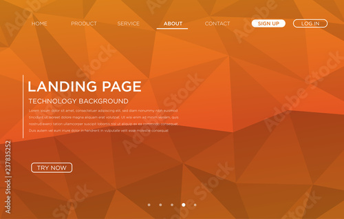 landing page layout template design with abstract triangle shape and polygonal modern concept, vector eps 10