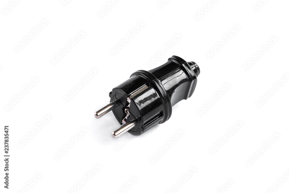 Black electric plug isolated on white background Black electric plug isolated on white background