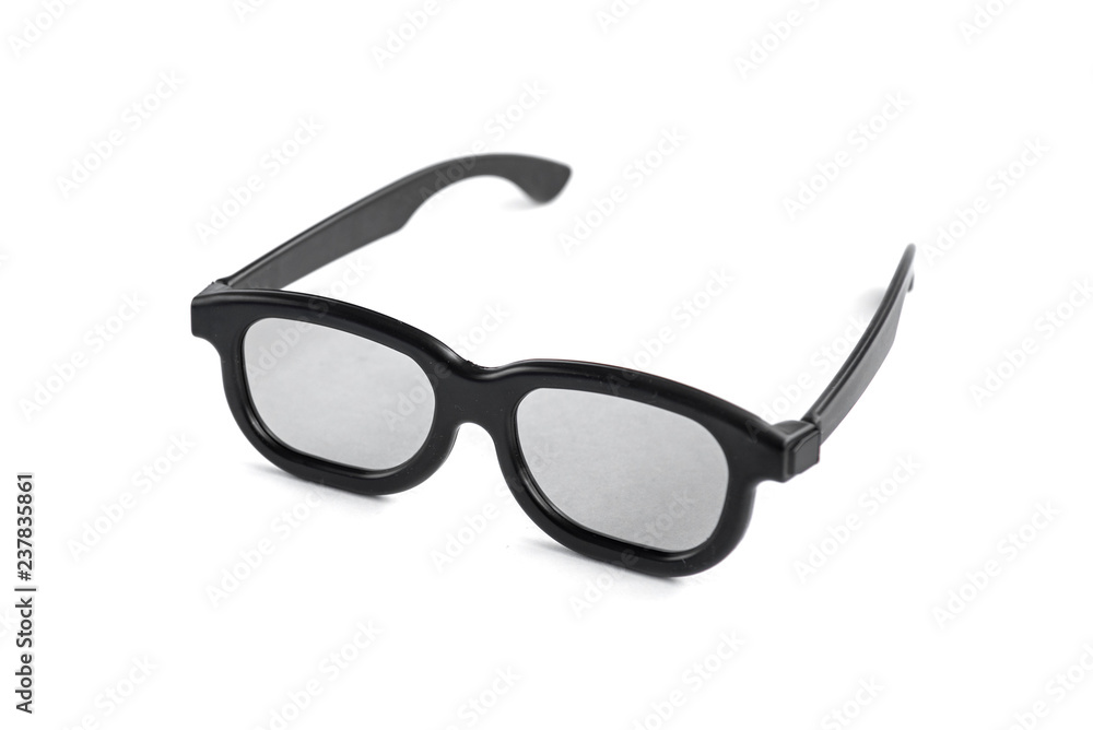Black 3d glasses isolated on white background.