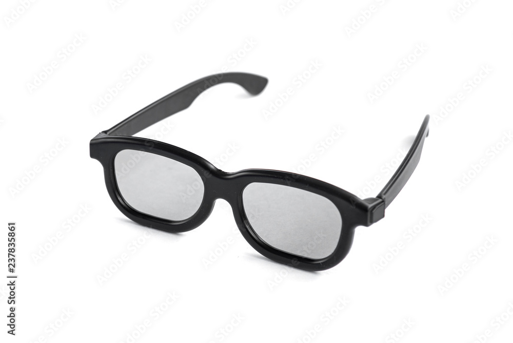 Black 3d glasses isolated on white background. Black 3d glasses isolated on white background.