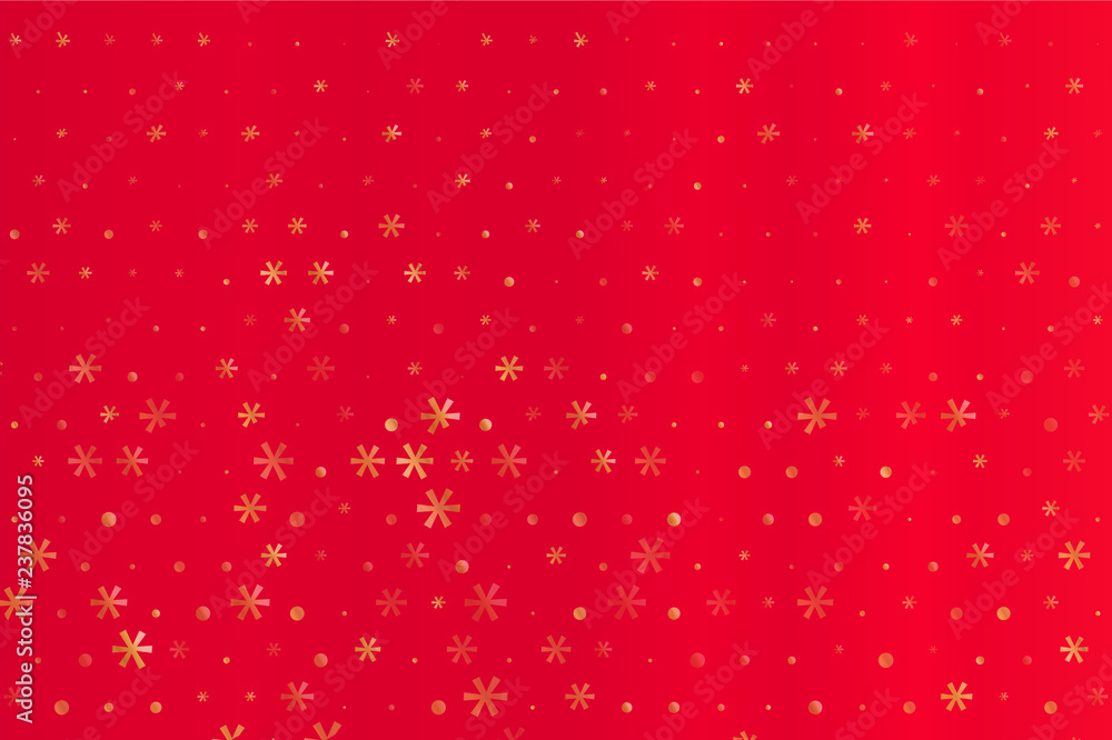 Winter pattern with Golden stars and snowflakes on red blurred background. Scalable vector graphic Winter pattern with Golden stars and snowflakes on red blurred background. Scalable vector graphic