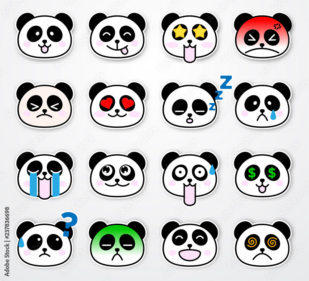 set of cute and funny panda emotion sticker template with cartoon concept use for print and design element, vector eps 10 set of cute and funny panda emotion sticker template with cartoon concept use for print and design element, vector eps 10