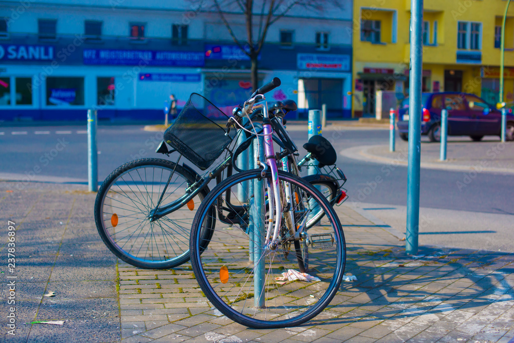 Bicycles in Berlin, Germany. Germany is a country located in Europe.