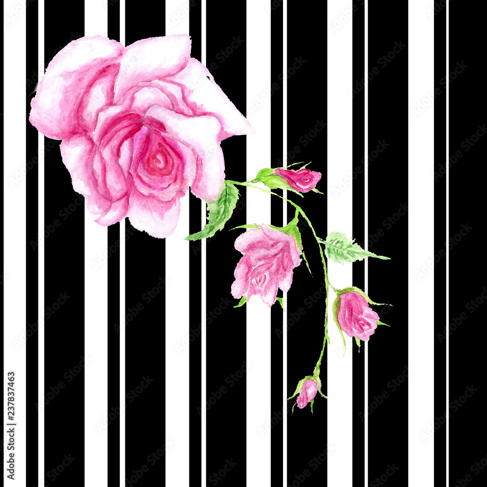 Obraz premium Flower frame on black stripes