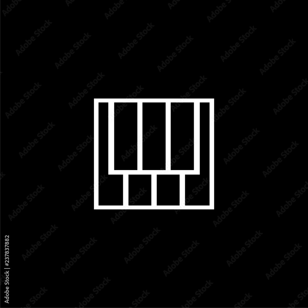 Piano keys flat black and white icon or logo on dark background Piano keys flat black and white icon or logo on dark background