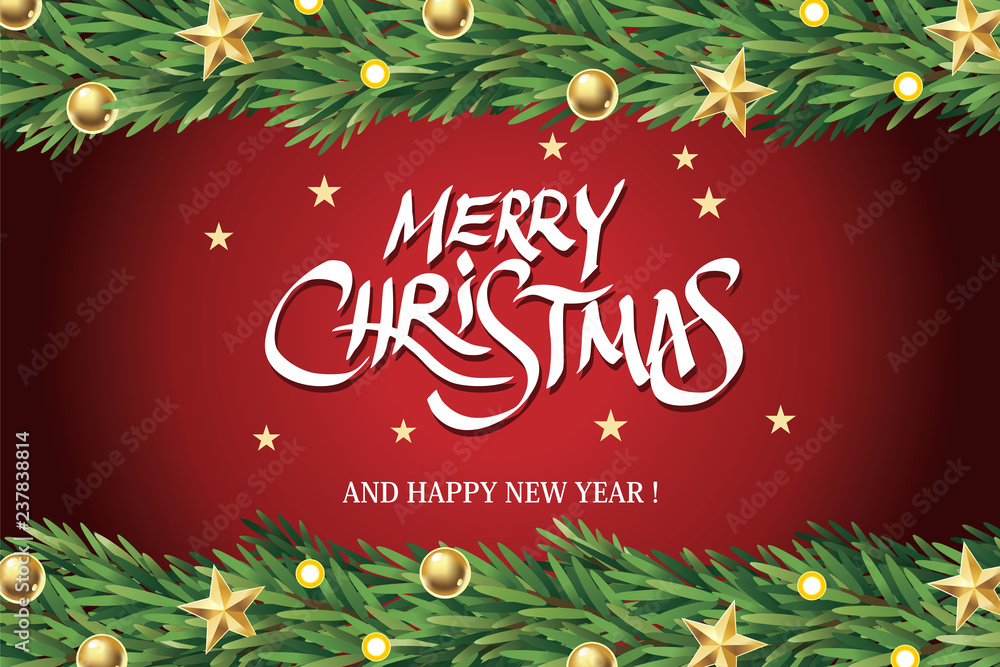 Merry Christmas and New Year Background, Vector