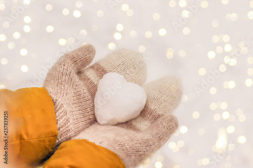 Heart of snow. Valentine's Day 
