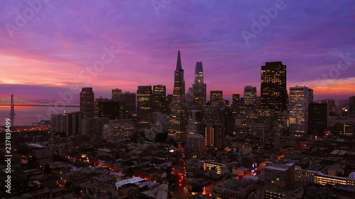 San Francisco Skyline Sunrise Beautiful Colorful Sunrise. photo