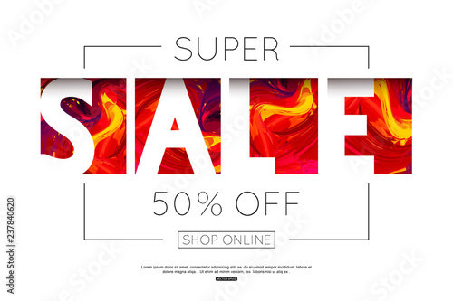 vector sale banner template design. paper cut style. discount and special offers online shopping
