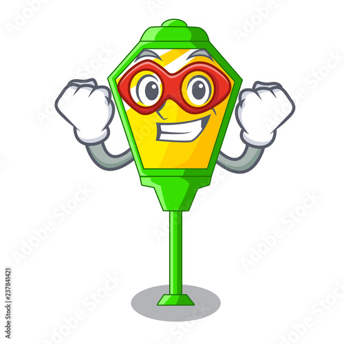 Super hero lamp post in isolated on mascot