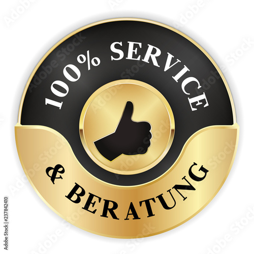 Plakette für 100% Service und Beratung
