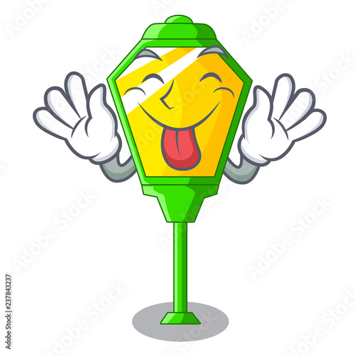 Tongue out character a lamp in post style