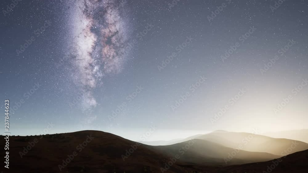Milky Way stars above desert mountains Milky Way stars above desert mountains