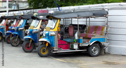 tuk tuk taxi in Thailand,native taxi parking in row