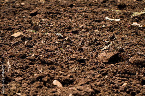 Plowed soil in the field texture