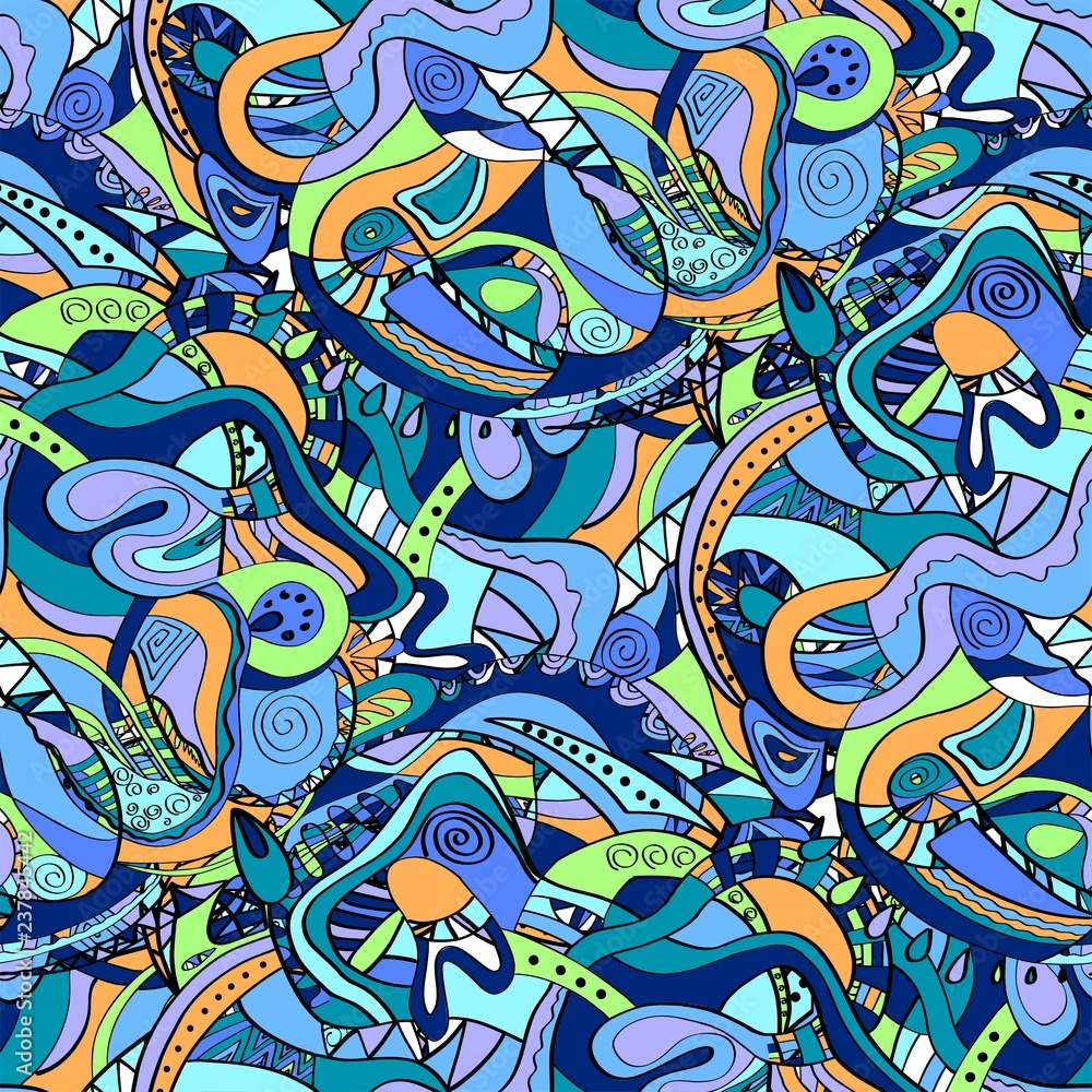 Decorative abstract vector seamless pattern with lines and doodles. Decorative abstract vector seamless pattern with lines and doodles.