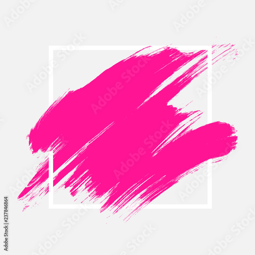 Abstract hand painted textured ink brush background with geometric frame, isolated strokes with dry rough edges.