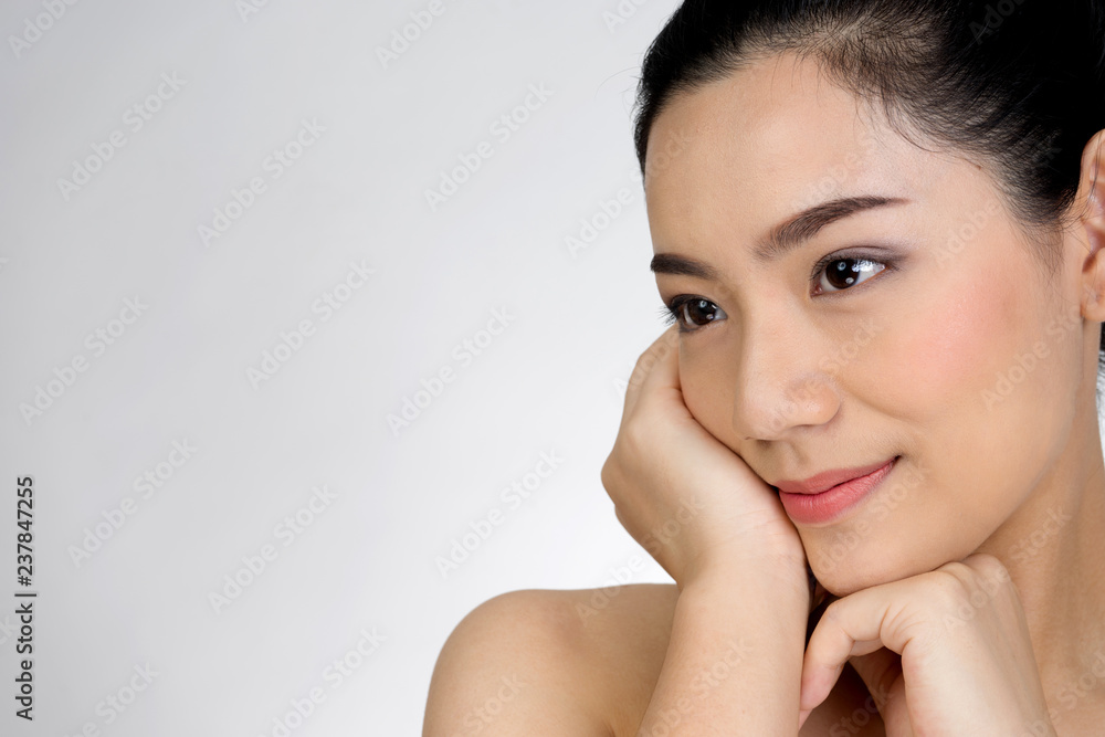 Beautiful Asia Woman Face and hand Concept Beauty Skin Care Beautiful Asia Woman Face and hand Concept Beauty Skin Care