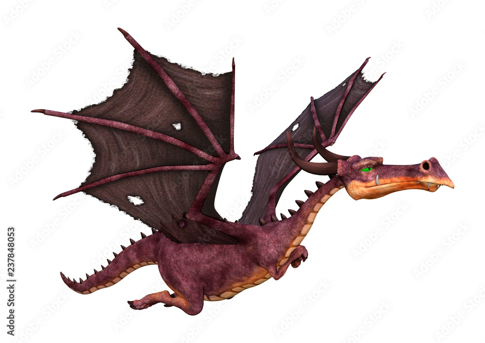 3D Rendering Fairy Tale Dragon on White 3D Rendering Fairy Tale Dragon on White