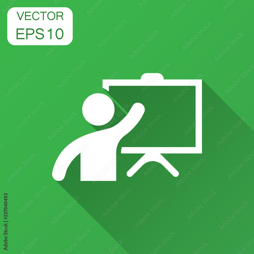 Training education icon in flat style. People seminar vector illustration with long shadow. School classroom lesson business concept. Training education icon in flat style. People seminar vector illustration with long shadow. School classroom lesson business concept.