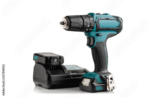 cordless drill, screwdriver and battery charger photo