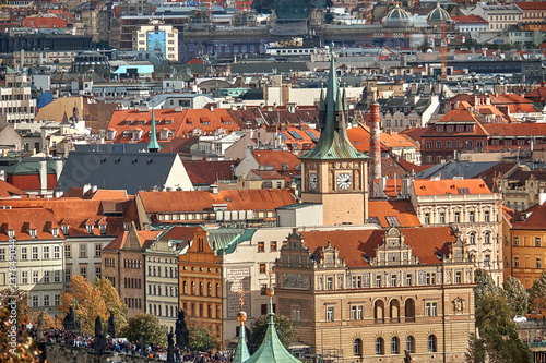 Beautiful autumn day in Prague, aerial view from the castle