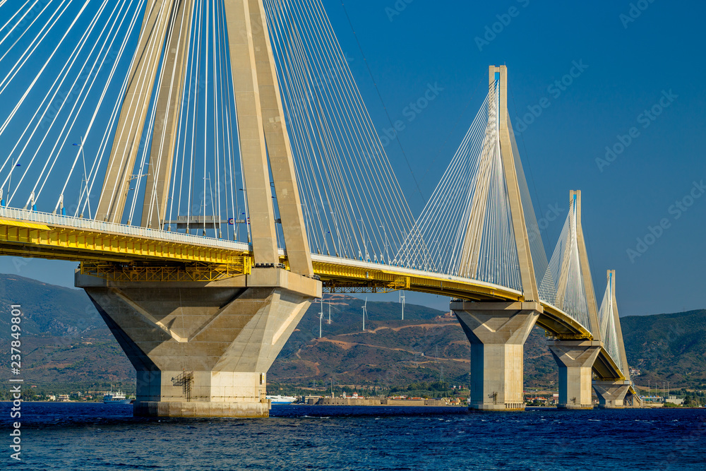 Fototapeta premium The Magnificent Work of Mankind - Charilaos Trikoupis Bridge - Close Up View
