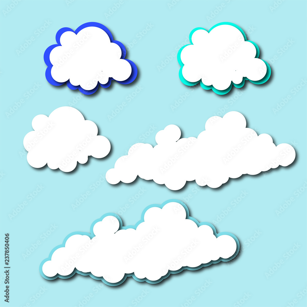 Set of cute and beautiful cloud for decorate. Illustration.