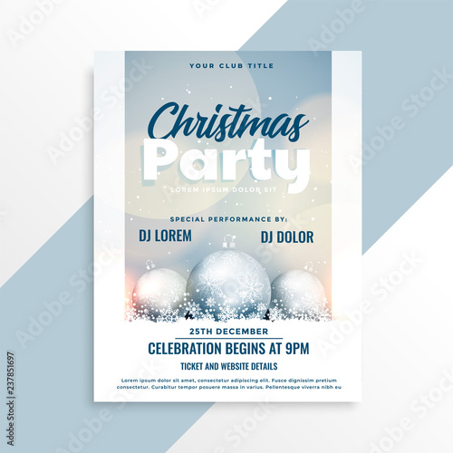merry christmas lovely party design flyer template