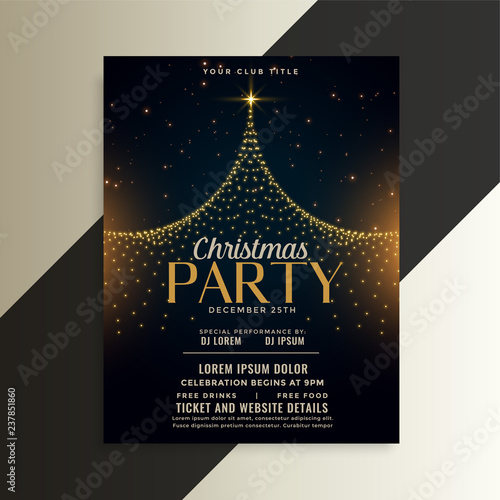 merry christmas tree party flyer card template