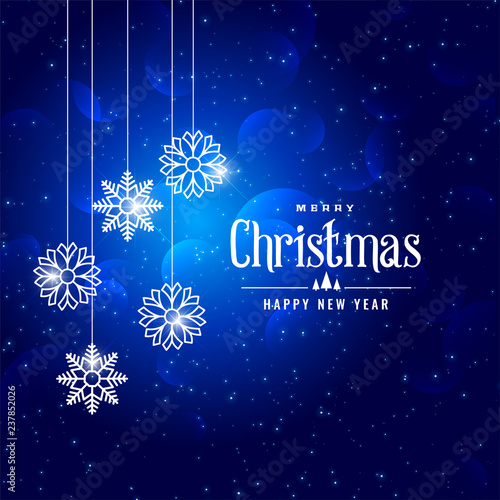 lovely blue christmas winter style snowflakes background